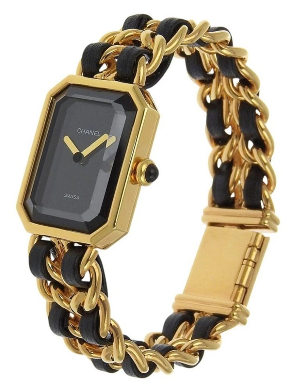 CHANEL Premiere S Watches H0001 blackDial Plated Gold/leather Quartz Analo...
